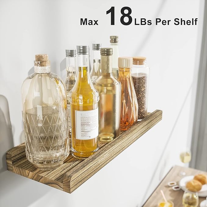 Love-KANKEI Floating Shelves Wall Mounted Set of 2, 17 Inch Rustic Wood Wall - Image 5