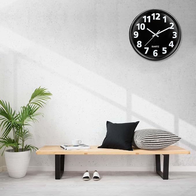 Plumeet 12'' Wall Clock, Battery Operated Wall Clocks Silent Non-Ticking Quartz - Image 7