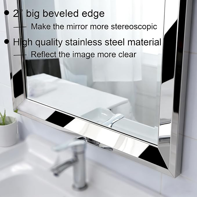 Chende 33"x49" Angled Retangular Decorative Wall Mirror - Image 3