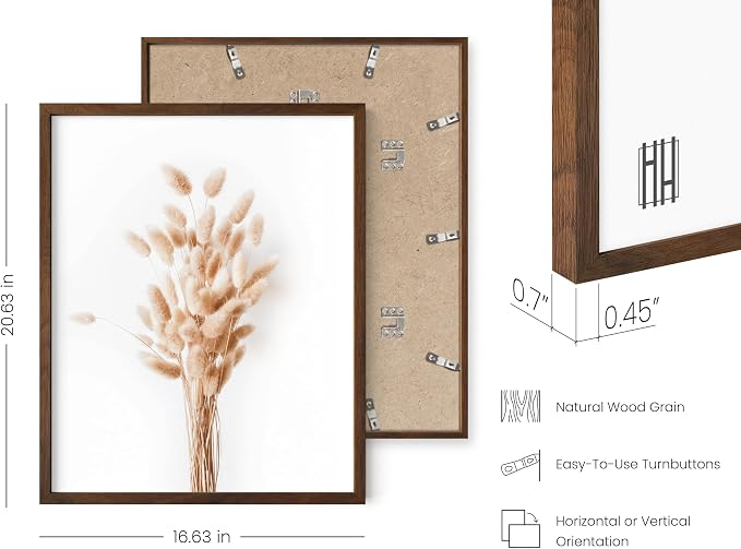 HAUS AND HUES Brown Plant Set of 4-16x20 Framed Walnut - Image 3