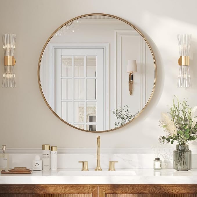 USHOWER Gold Bathroom Mirrors for Over Sink, 36 Inch Circle Mirror by USHOWER