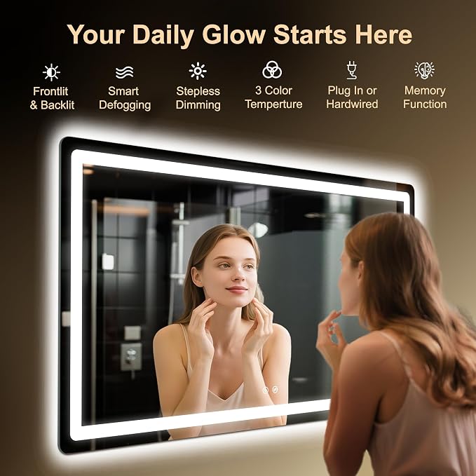 LED Bathroom Mirror, Smart Anti-Fog, Stepless Dimmable - Image 2