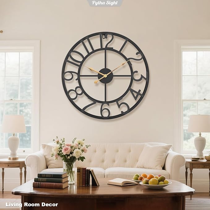 Pytha Sight Large Wall Clock for Lving Room, 16 Inch Modern Industrial - Image 4