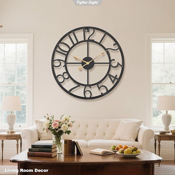 Pytha Sight 30 Inch Extra Large Giant Wall Clock, Oversized Round Silent - Image 5