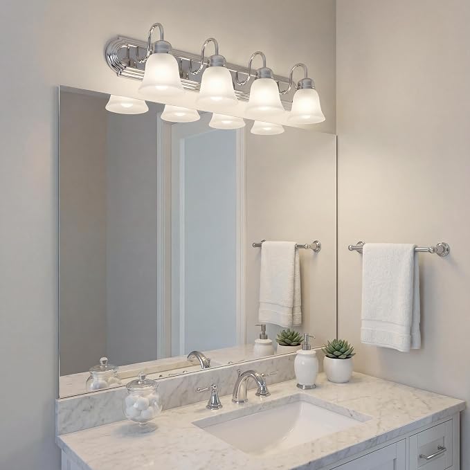 Kichler 30" 4-Light Vanity Bath Light in Chrome, Modern Bathroom Light - Image 7