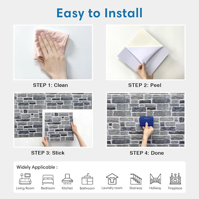 COMSTICKC 3D Faux Stone Wall Panel Peel and Stick Wall Tiles, Ultra-Light Thin - Image 8