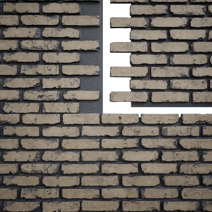 EverStone Aged Brick Faux Brick Panel, 46 7/8"W x 27"H x 1 1/4"D, Ash Color - Image 9