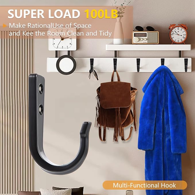 10Pcs Heavy Duty Wall Hooks for Hanging, Large Size Wall Hooks, Coat Hooks - Image 3