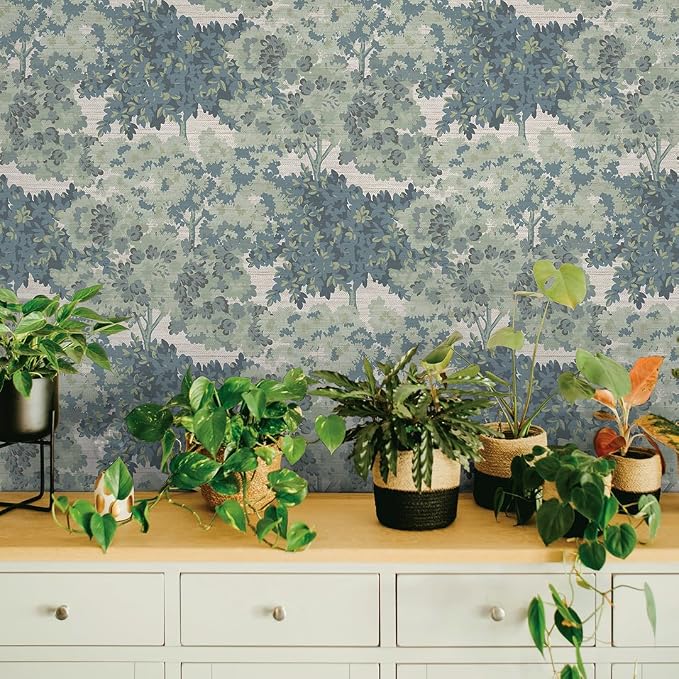 Tempaper Textured Green Canopy Toile Faux Grasscloth Removable Peel and Stick - Image 2