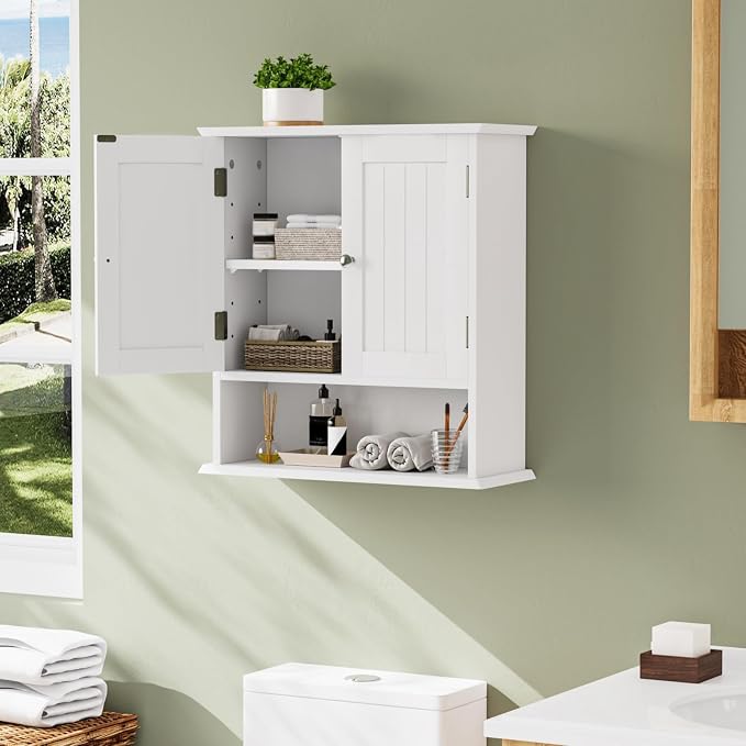 Smuxee White Bathroom Cabinet Wall Mounted, Small Bathroom Medicine Cabinet - Image 2