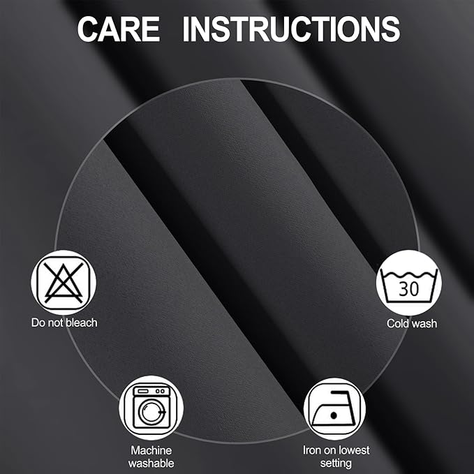 LEMOMO Dark Grey Blackout Curtains 52 x 63 Inch Length/Set of 2 Curtain - Image 4