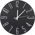 Wall Clock 12 Inch Silent Non-Ticking Imitation Wood Indoor Clock Round Black by BAKBRAND