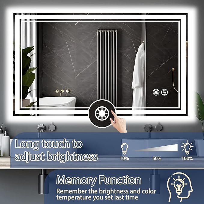 48“ x 28” LED Bathroom Mirror - Image 4
