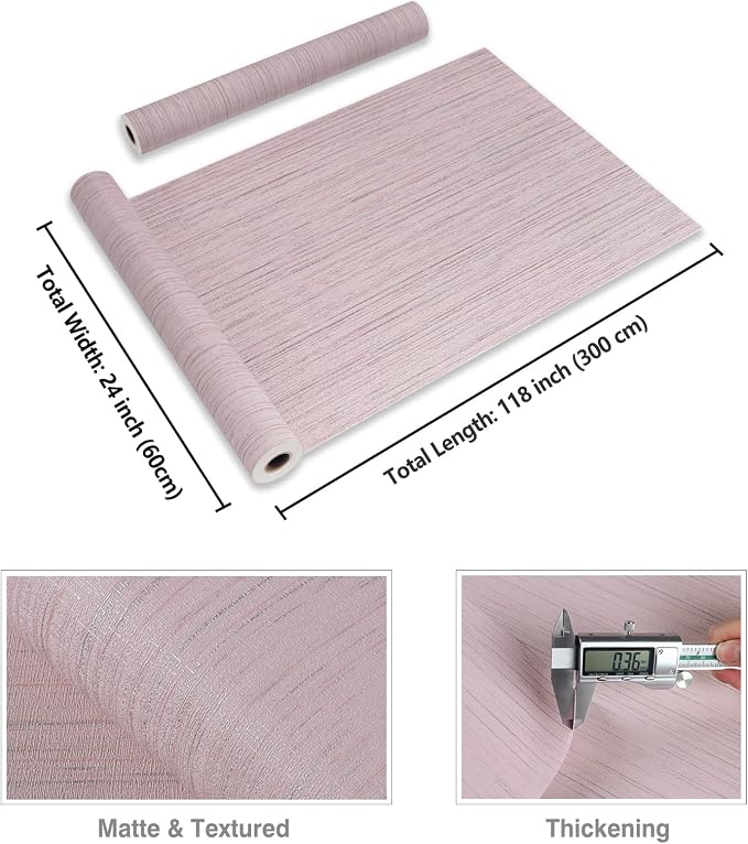 CRE8TIVE Pale Pink Grasscloth Peel and Stick Wallpaper - Image 8