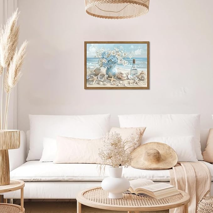 Framed Beach Canvas Wall Art, Ocean - Image 8