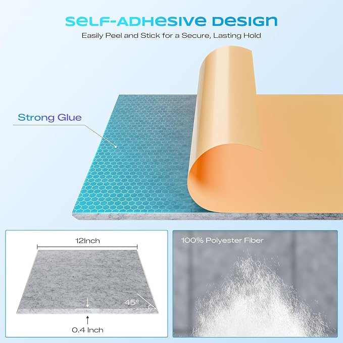 6-Pack Self-Adhesive Acoustic Panels, Soundproof Wall Panels - Image 2
