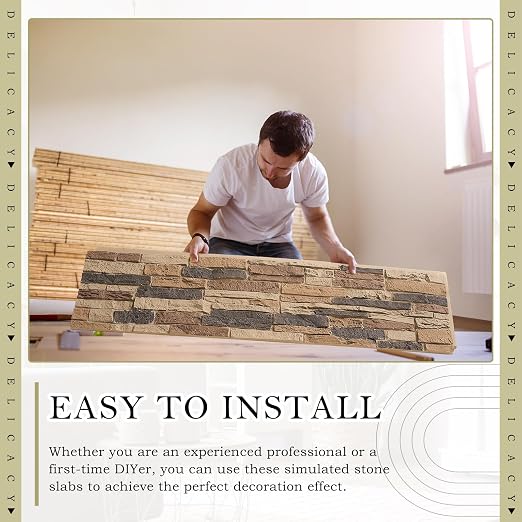 4 Pack Faux Stone Panels Interior 45.6''l x 11.8''h x 0.98''d Faux Siding - Image 4