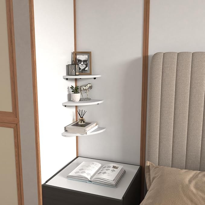 HORLIMER Floating Corner Shelf Wall Mount, Living Room - Image 2