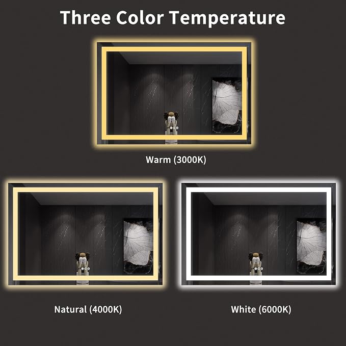 LOAAO 60X40 LED Bathroom Mirror - Image 5
