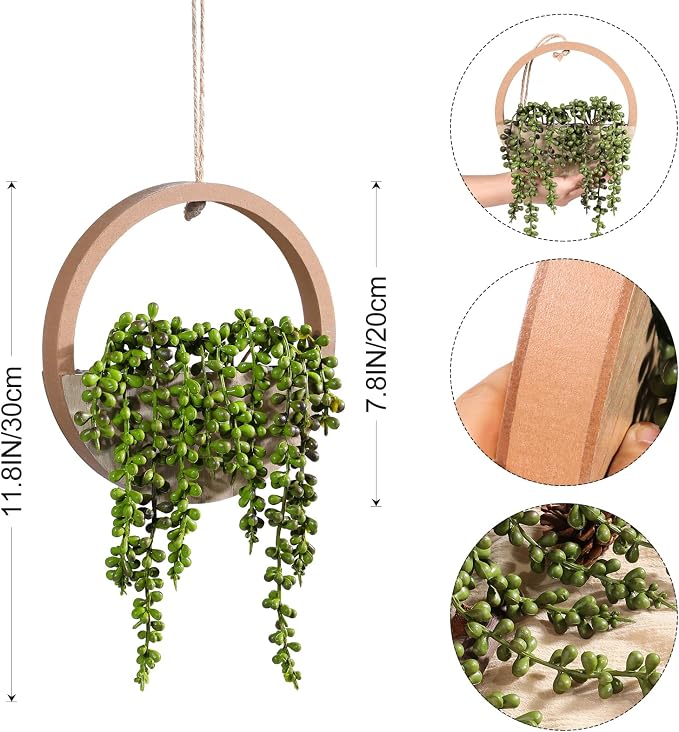 Artificial Hanging Plants Hanging Planter Fake Succulents Artificial String of - Image 4