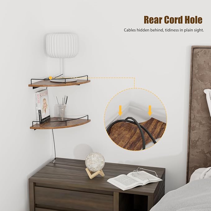 Corner Shelf Wall Mount, Floating Corner Shelves, Rustic Wood Wall Storage - Image 5