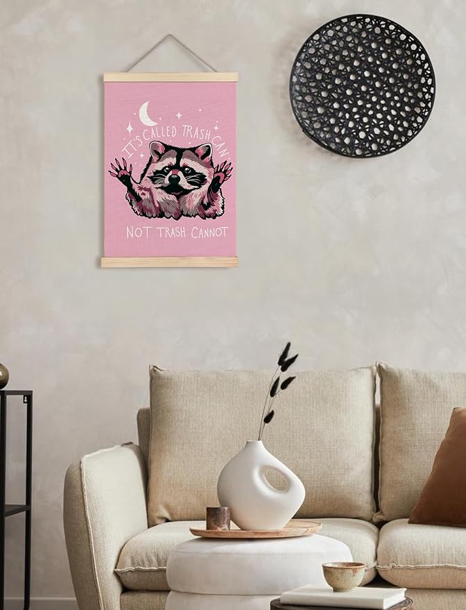 Foritho Funny Motivational Raccoon Meme Poster Wall Art Framed - Image 4