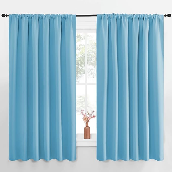 NICETOWN Blackout Curtains for Bedroom, Teal Blue, 1 Pair, 62 by 63-inch by NICETOWN
