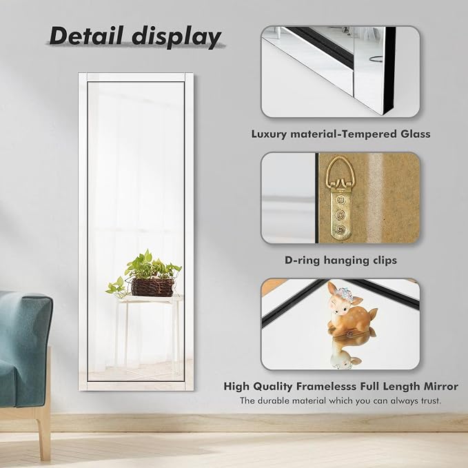 Syndra 65‘’x24‘’ Beveled Edge Full Length Mirror, Frameless Wall-Mounted & - Image 4