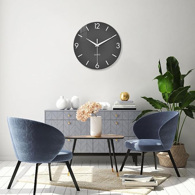 XFM Modern Wall Clock 20 Inch Large Grey Wall Clocks Battery Operated Gray - Image 3