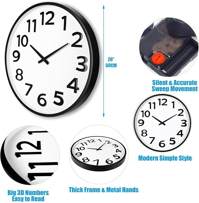Crosstime 20 Inch Large Wall Clock - Image 3