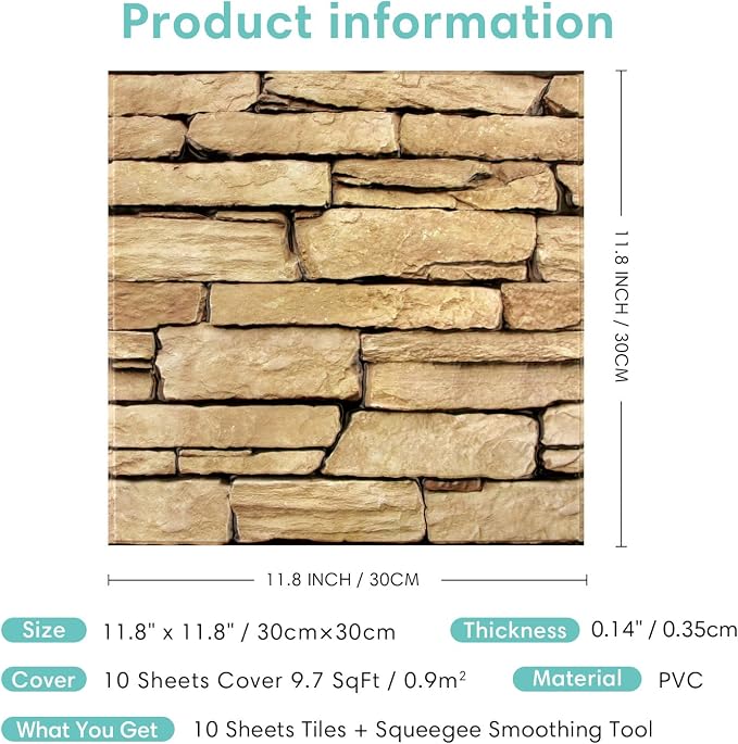 Commomy 3D Faux Stone Wall Panel Peel and Stick Wall Tiles - Image 6