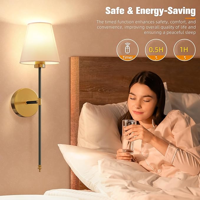 NIORSUN Battery Operated Wall Sconce Set of 2, 10 Colors Wireless Wall Lamps - Image 5