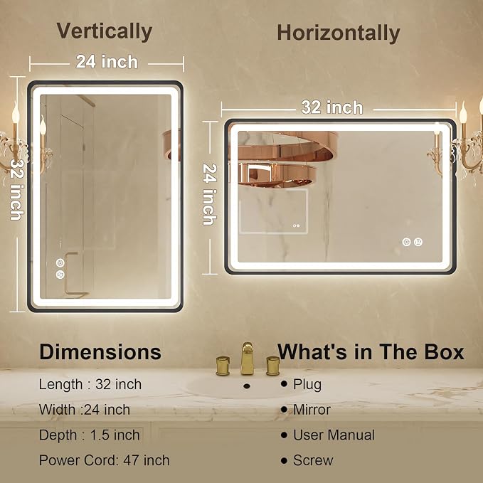 24x32 Inch LED Bathroom Mirror - Image 7