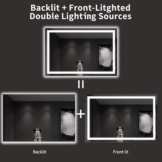 LOAAO 60X40 LED Bathroom Mirror - Image 6