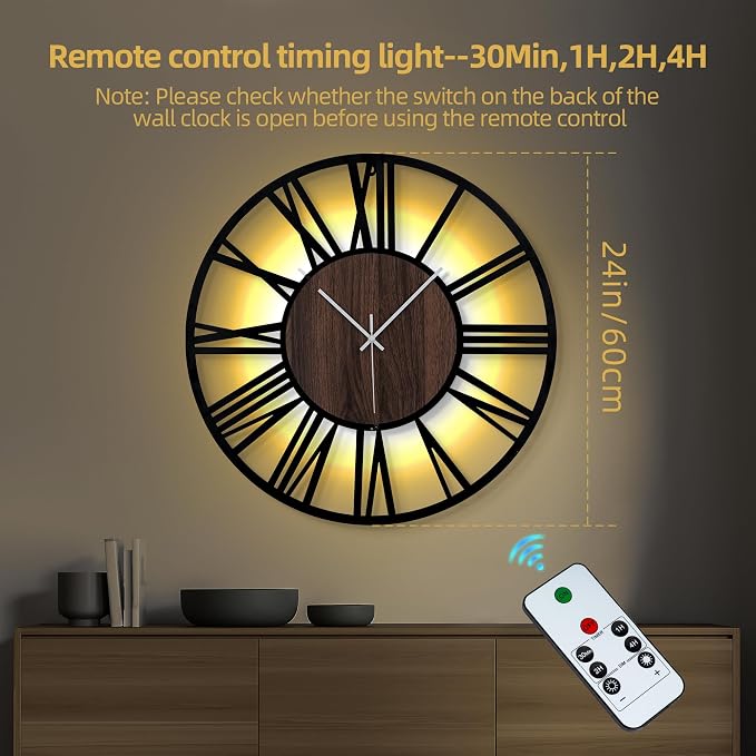 LEIKE 24'' Lighted Wall Clock - Image 2