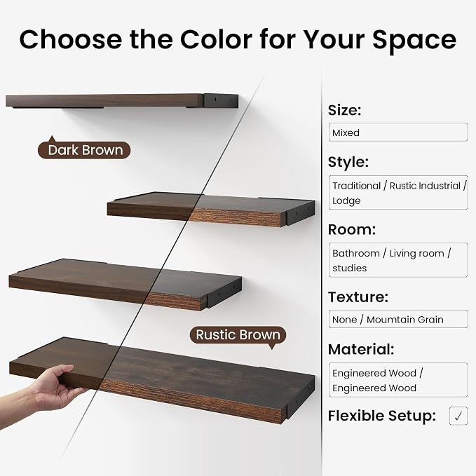 BAYKA Wall Shelves for Bedroom Decor, Floating Shelves for Wall, Display - Image 6