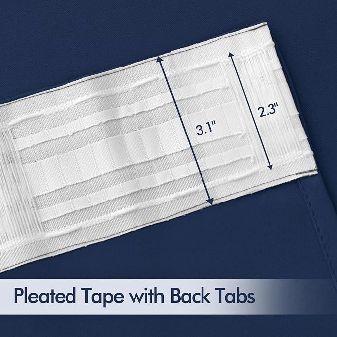 MIULEE Navy Blue Back Tab Blackout Curtains 72 Inches Long 2 Panels Set - Image 4