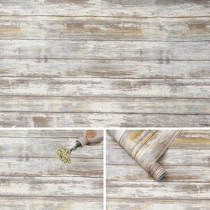Arthome 11x100'' Gray Rustic Wood Contact Paper Peel and Stick Self-Adhesive by ArthomeWALLDECOR