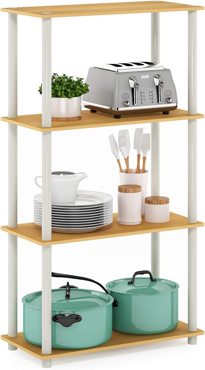 Furinno Turn-N-Tube 4-Tier Multipurpose Shelf Display Rack, Round Tubes by Furinno-FitsYourSpaceFitsYourBudget