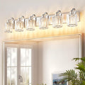 Crystal Bathroom Lighting Fixtures Over Mirror, 6 Light Brushed Nickel Vanity by AIXIALIN
