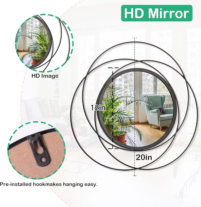 Round Decorative Wall Mirror, Art Small Round Wall Home Mirror, Decor Living - Image 7