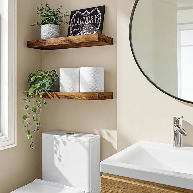 Fixwal Floating Shelves for Wall, 15.7" Wood Wall Mounted Shelves for Living - Image 2