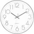 Foxtop Large Silver Wall Clock 14 Inch Silent Non-Ticking Battery Operated by Foxtop