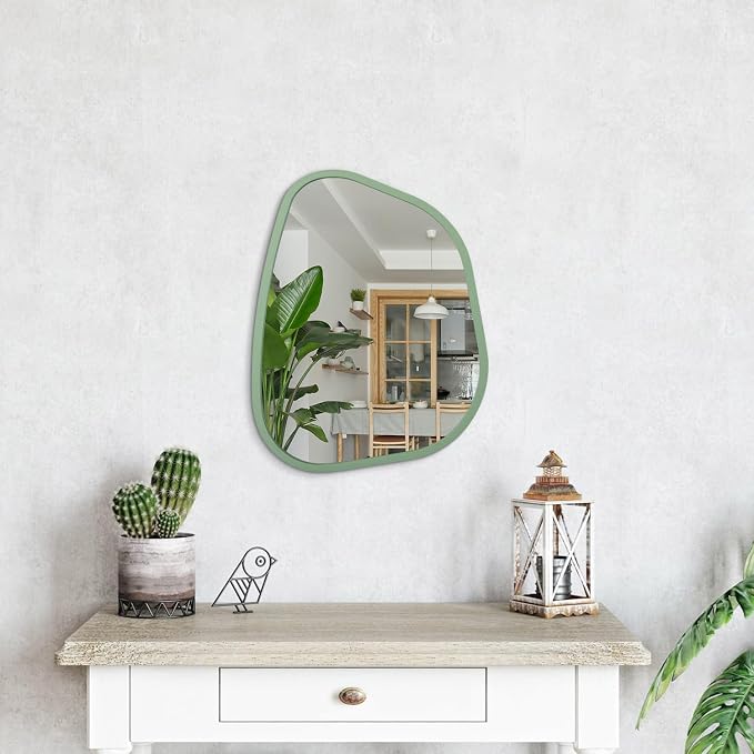 Asymmetrical Mirror for Wall Irregular Accent Wood Frame Modern Unique Wall - Image 4