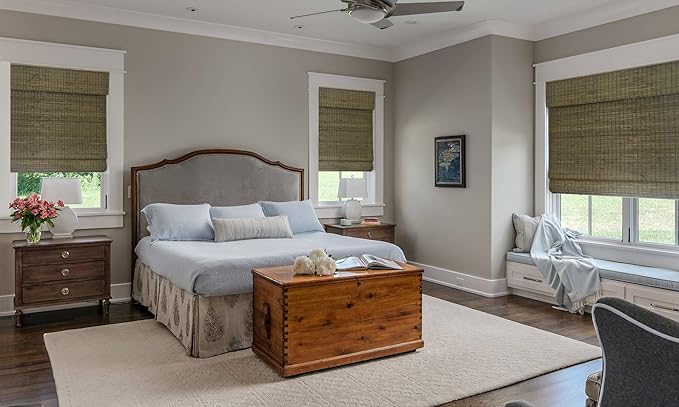 LazBlinds No Tools No Drill Cordless Bamboo Roman Shades, Privacy Window - Image 4
