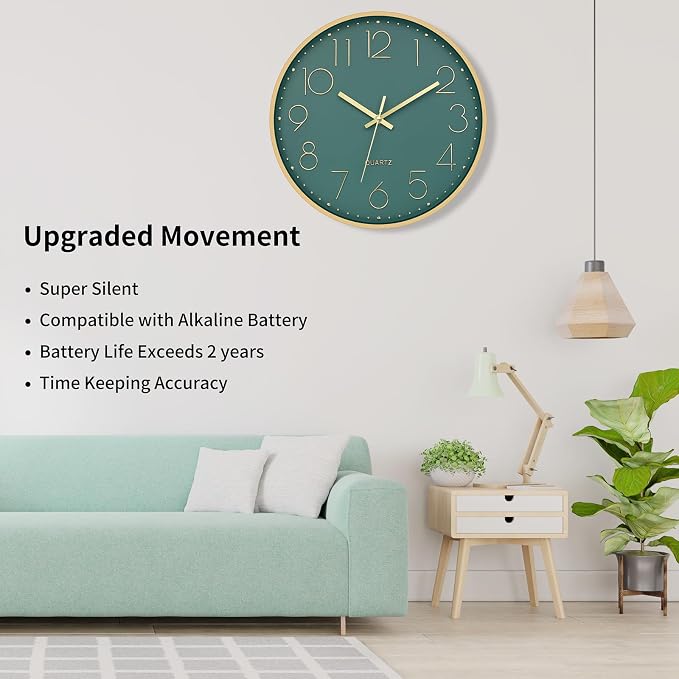 Foxtop Modern Wall Clock 12 Inch Silent Non Ticking Battery Operated Round - Image 3