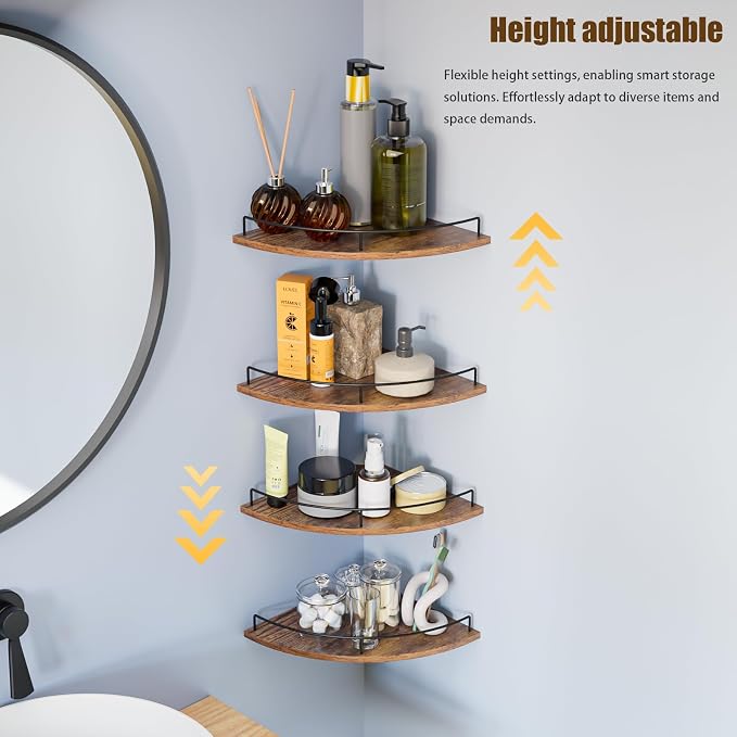 Corner Shelf Wall Mount, Floating Corner Shelves, Rustic Wood Wall Storage - Image 4