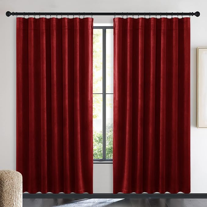 NICETOWN Christmas Red Velvet Textured Curtains/Draperies, Home Decoration - Image 2