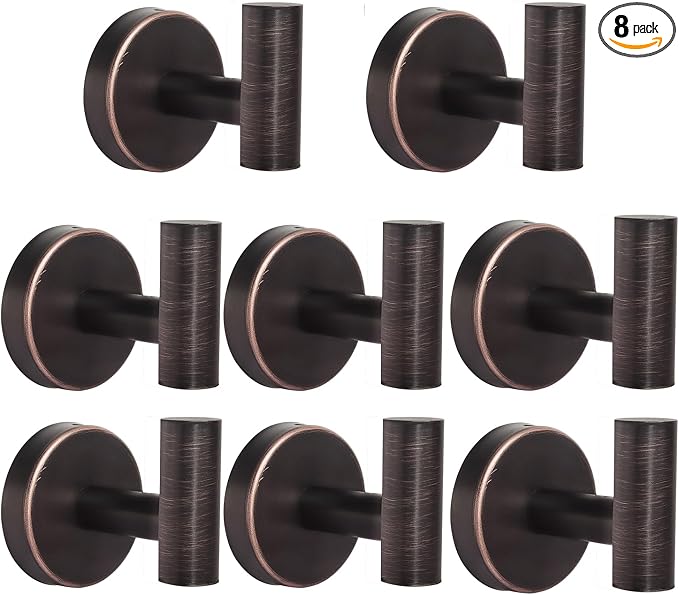 8 Pcs Bathroom Robe Towel Hooks Coat Wall Hook Stainless Steel Heavy Duty Door by Homagic
