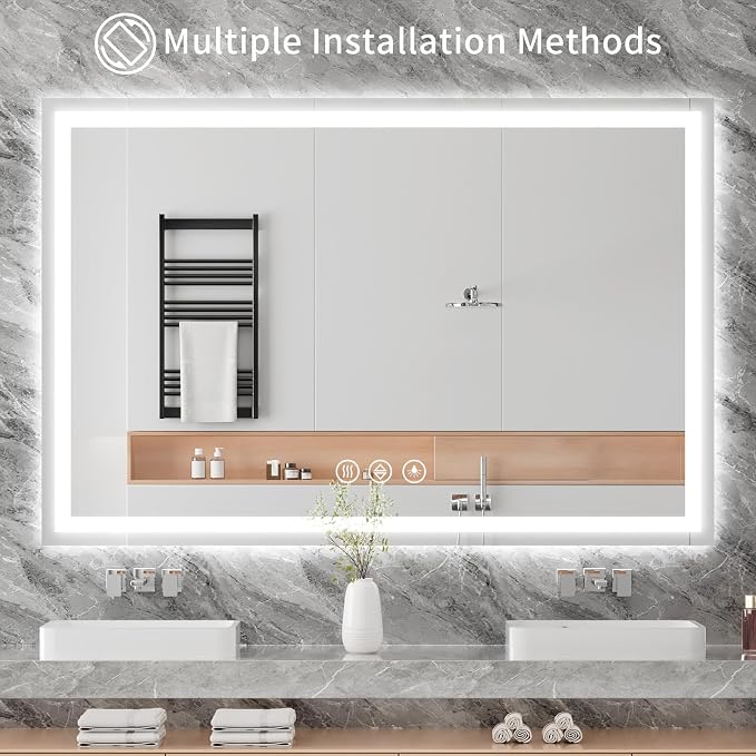 Koonmi 60"x36" LED Mirror for Bathroom, 90CRI Anti-Fog Vanity Mirror - Image 7